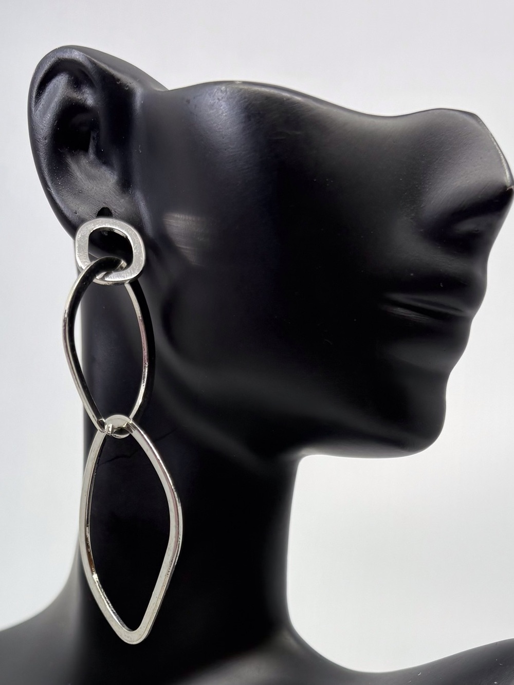Silver Drop Link Dangle Earrings - Elegant Women's Jewelry